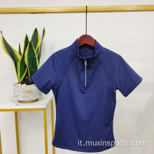 Navy Blue Women Base Strato a cavallo Tops